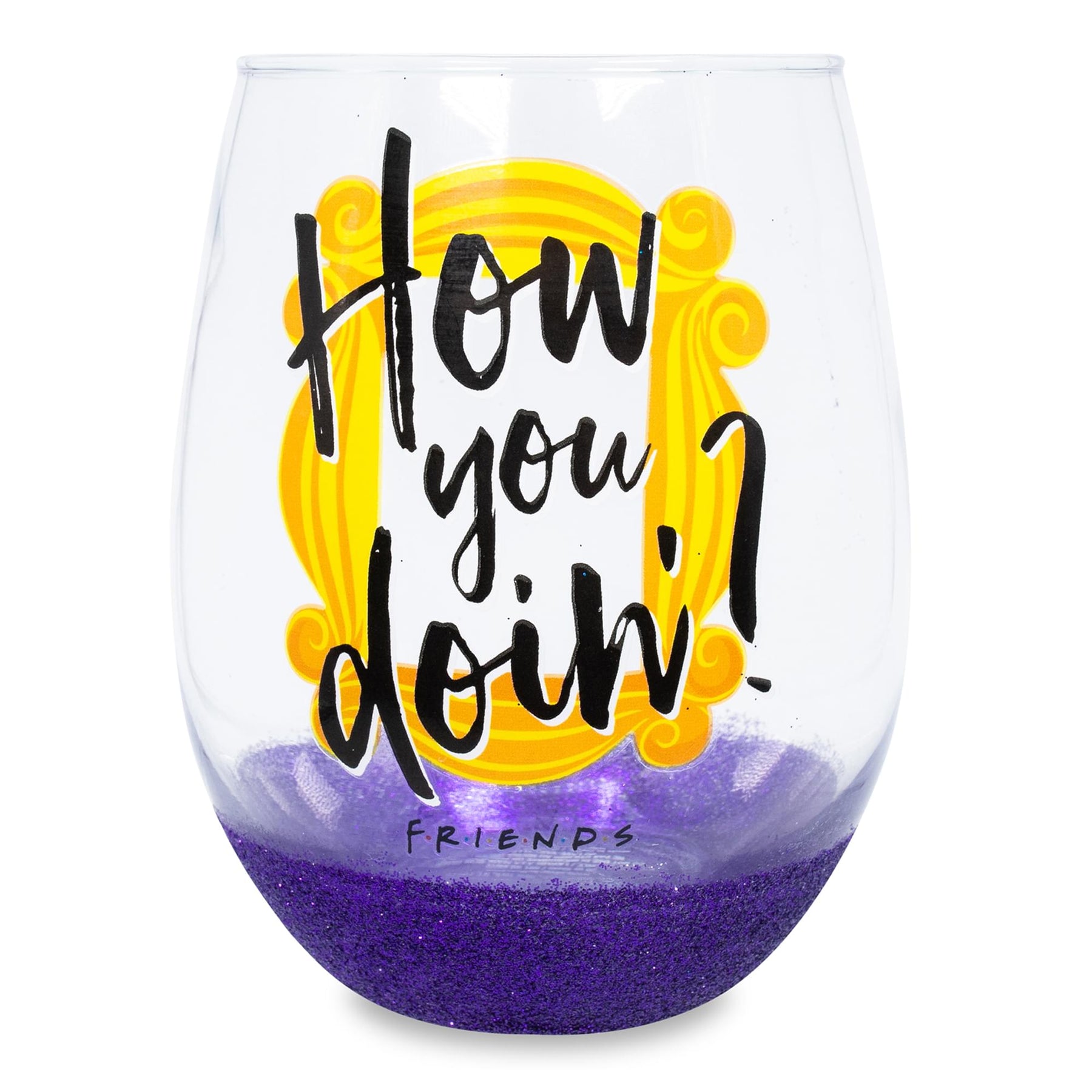 Friends "How You Doin?" Teardrop Stemless Wine Glass | Holds 20 Ounces