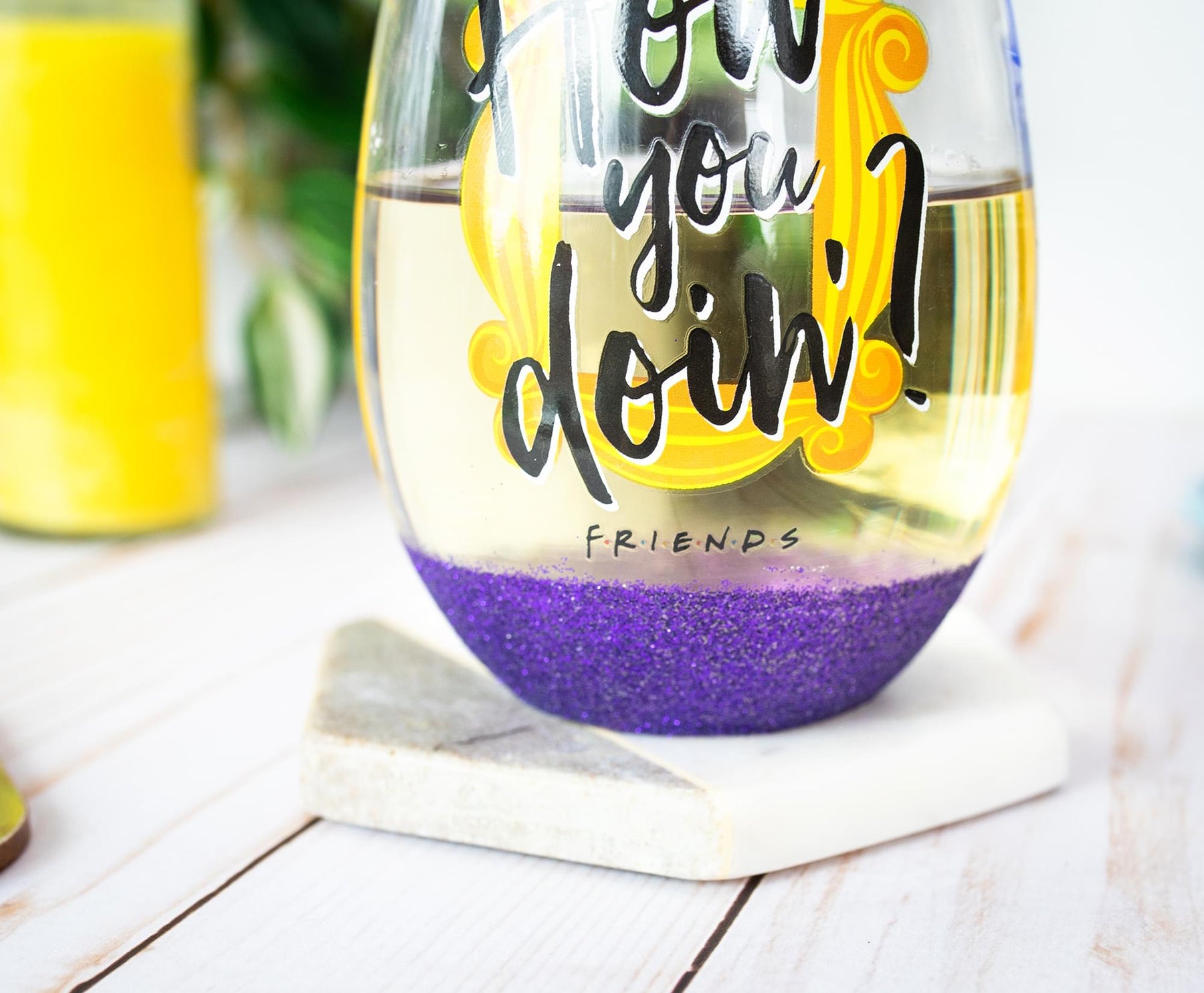 Friends "How You Doin?" Teardrop Stemless Wine Glass | Holds 20 Ounces