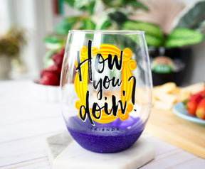 Friends "How You Doin?" Teardrop Stemless Wine Glass | Holds 20 Ounces