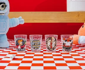 Futurama Character Quotes 4-Piece Shot Glass Set | Each Holds 2 Ounces