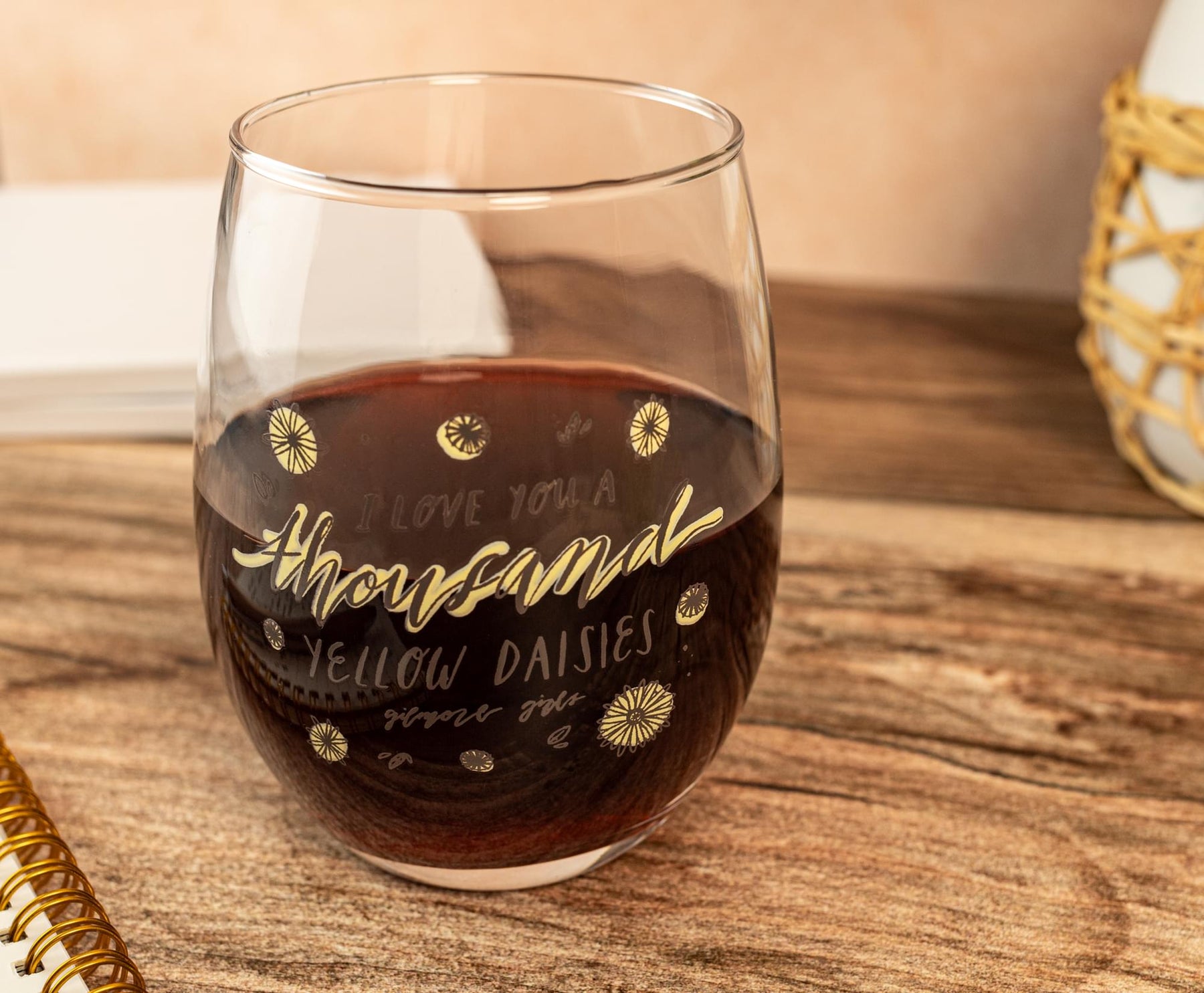 Gilmore Girls "Thousand Yellow Daisies" Stemless Wine Glass | Holds 20 Ounces