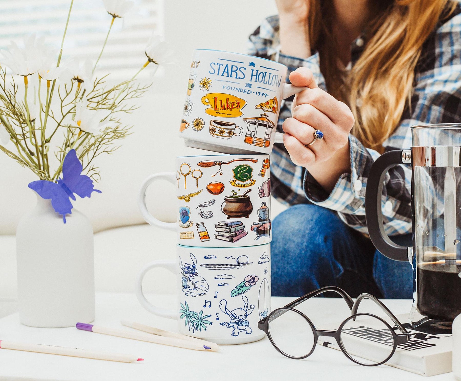 Gilmore Girls Stars Hollow Allover Icons Ceramic Stacking Mug | Holds 13 Ounces