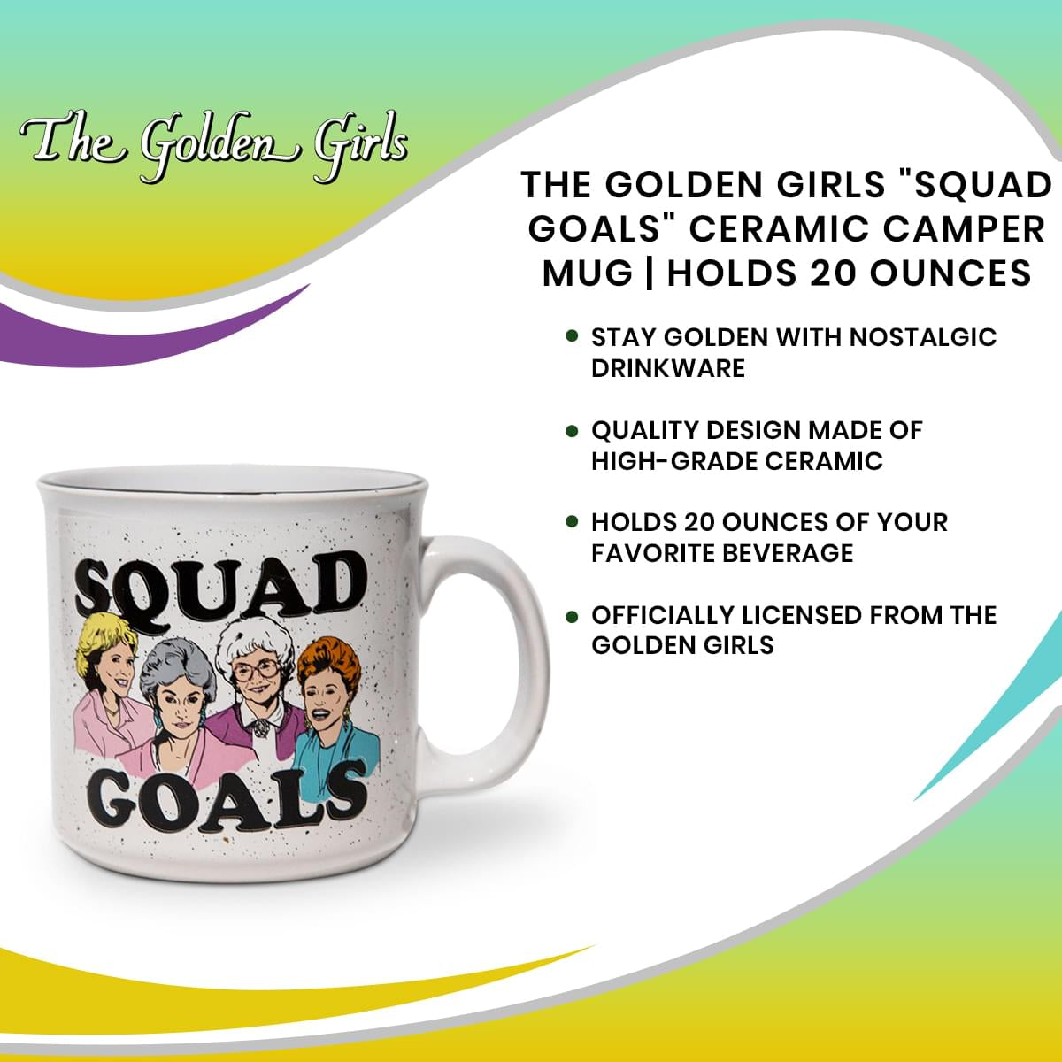 The Golden Girls "Squad Goals" Ceramic Camper Mug | Holds 20 Ounces