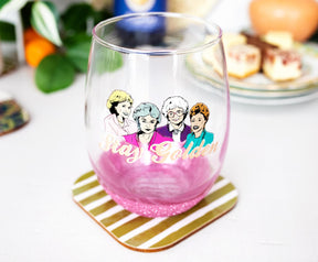 The Golden Girls "Stay Golden" Teardrop Stemless Wine Glass | Holds 20 Ounces