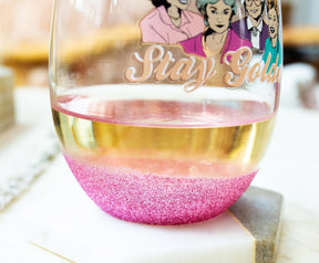 The Golden Girls "Stay Golden" Teardrop Stemless Wine Glass | Holds 20 Ounces