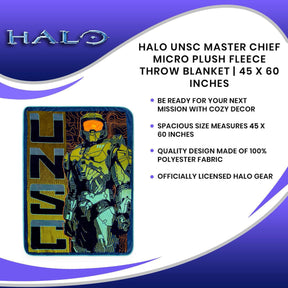 Halo UNSC Master Chief Micro Plush Fleece Throw Blanket | 45 x 60 Inches