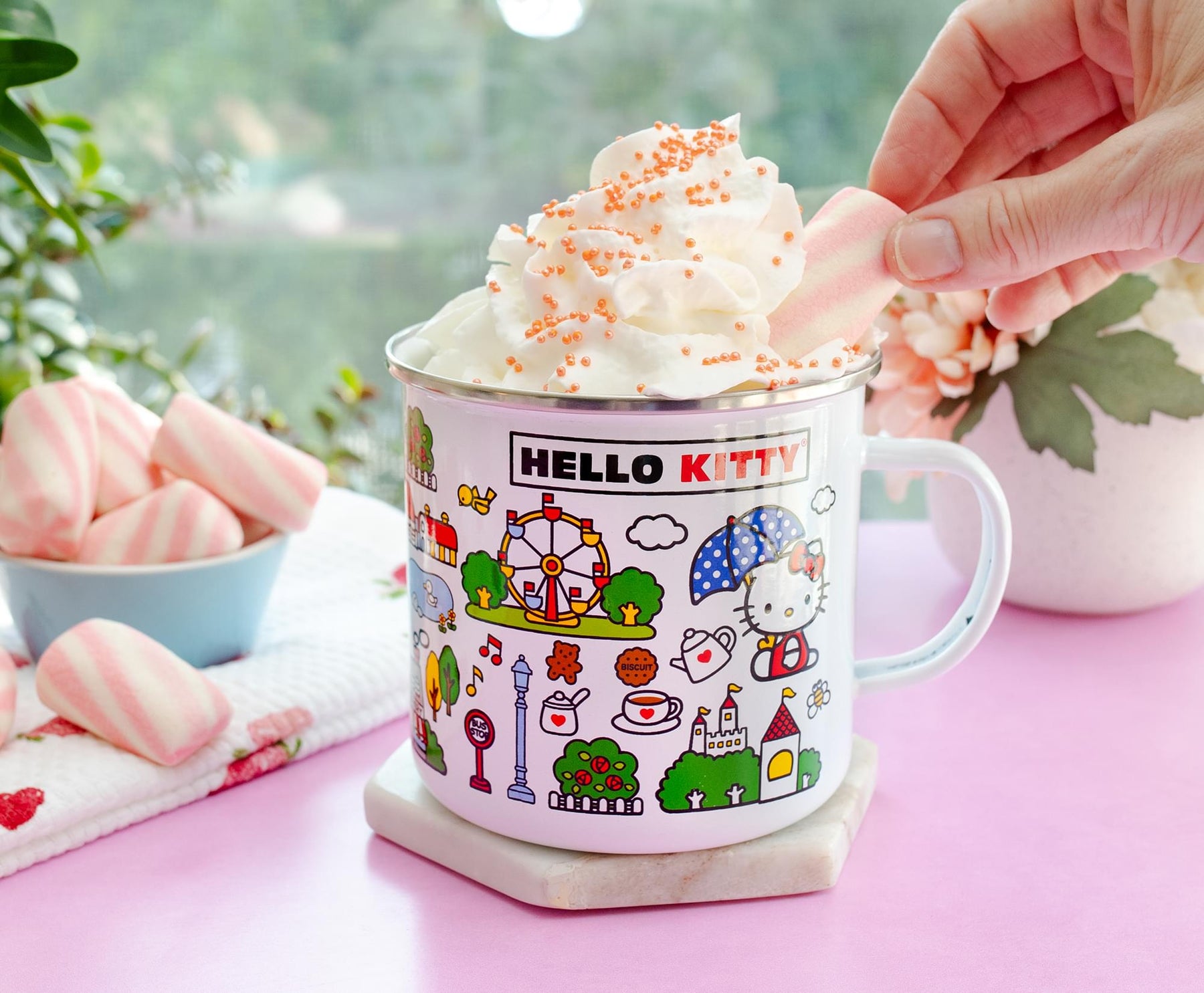 Sanrio Hello Kitty Destination Town Enamel Camper Mug | Holds 21 Ounces