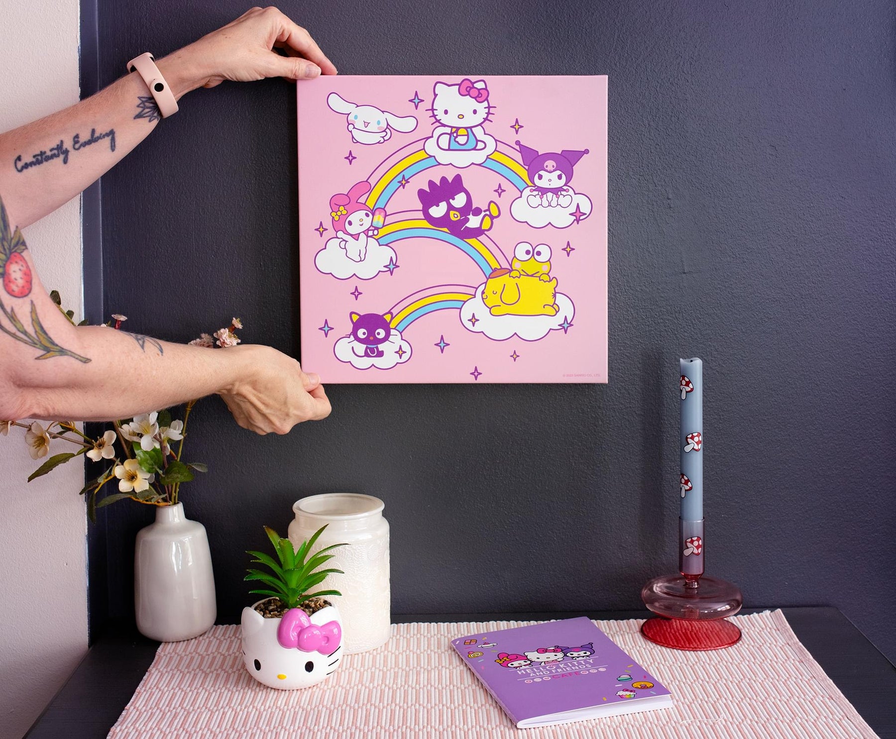 Sanrio Hello Kitty and Friends Rainbows Canvas Wall Art | 12 x 12 Inches