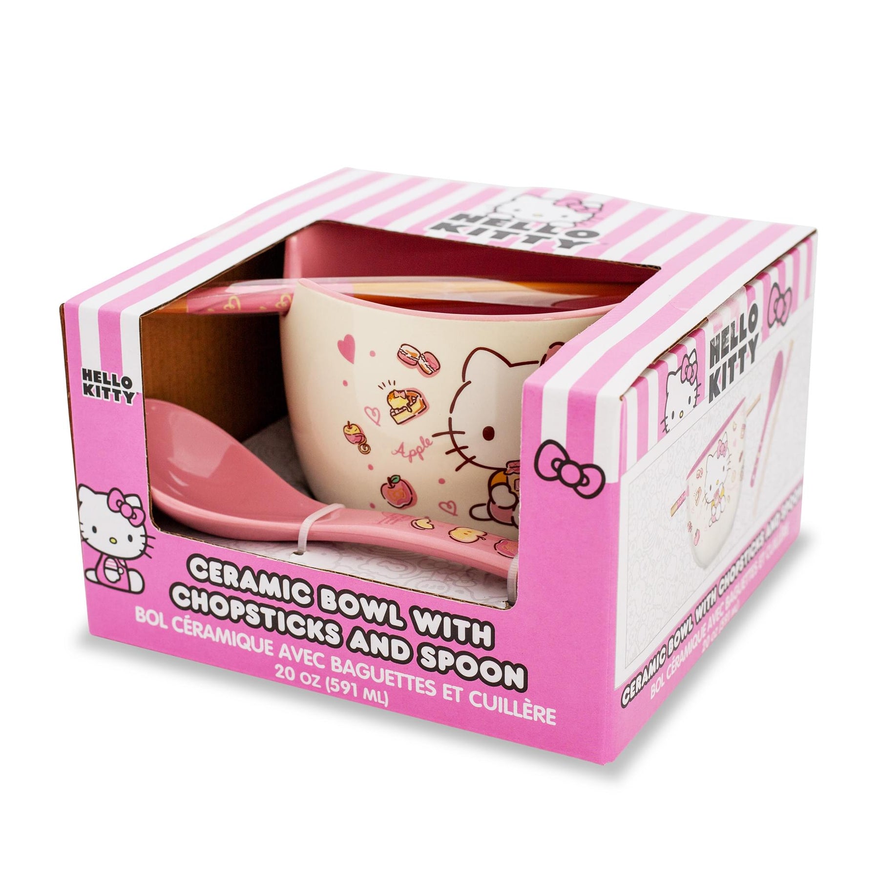 Sanrio Hello Kitty Apples and Cinnamon 20-Ounce Ramen Bowl and Chopstick Set