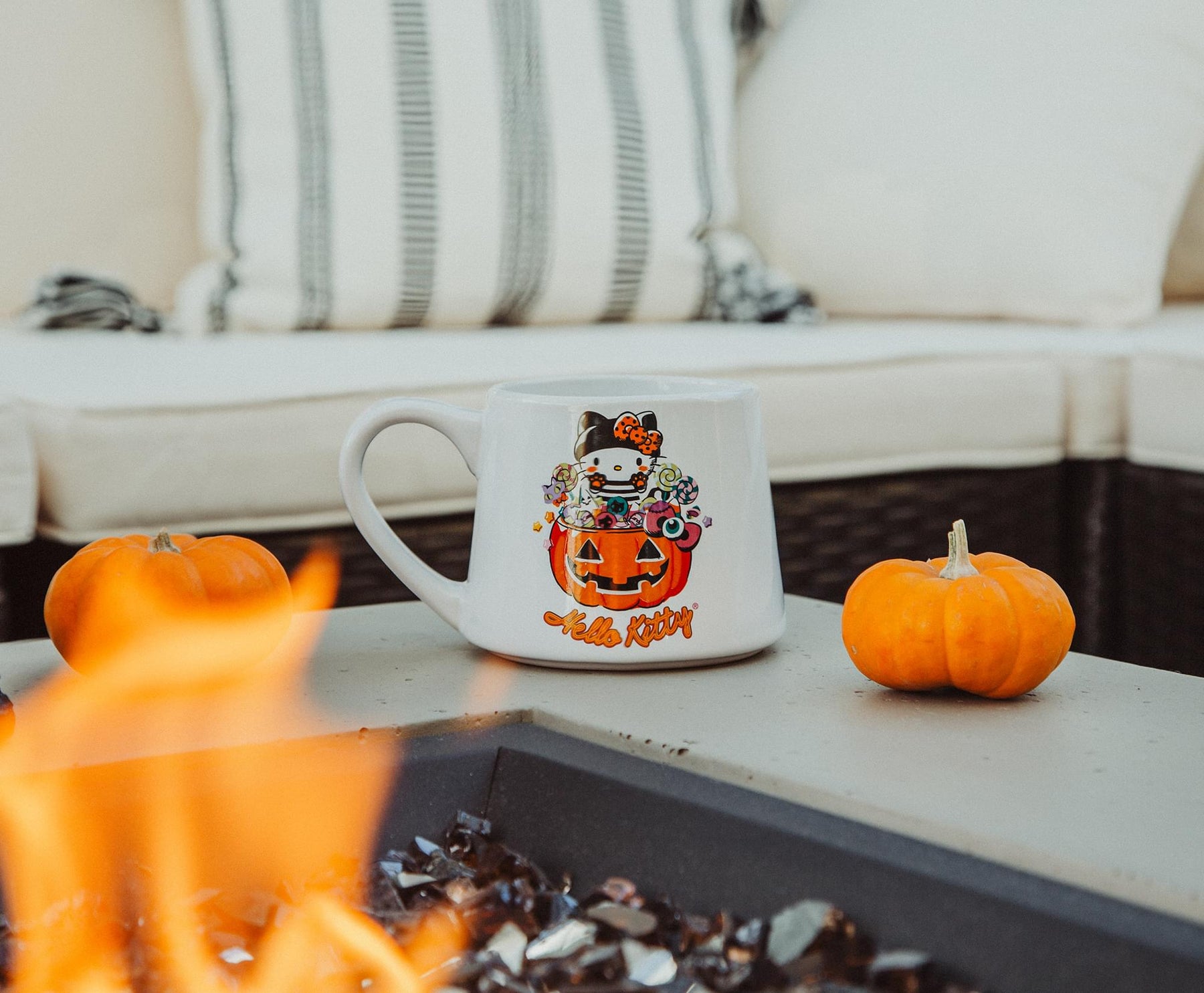 Sanrio Hello Kitty Pumpkin Candy Burglar Tapered Pottery Mug | Holds 14 Ounces