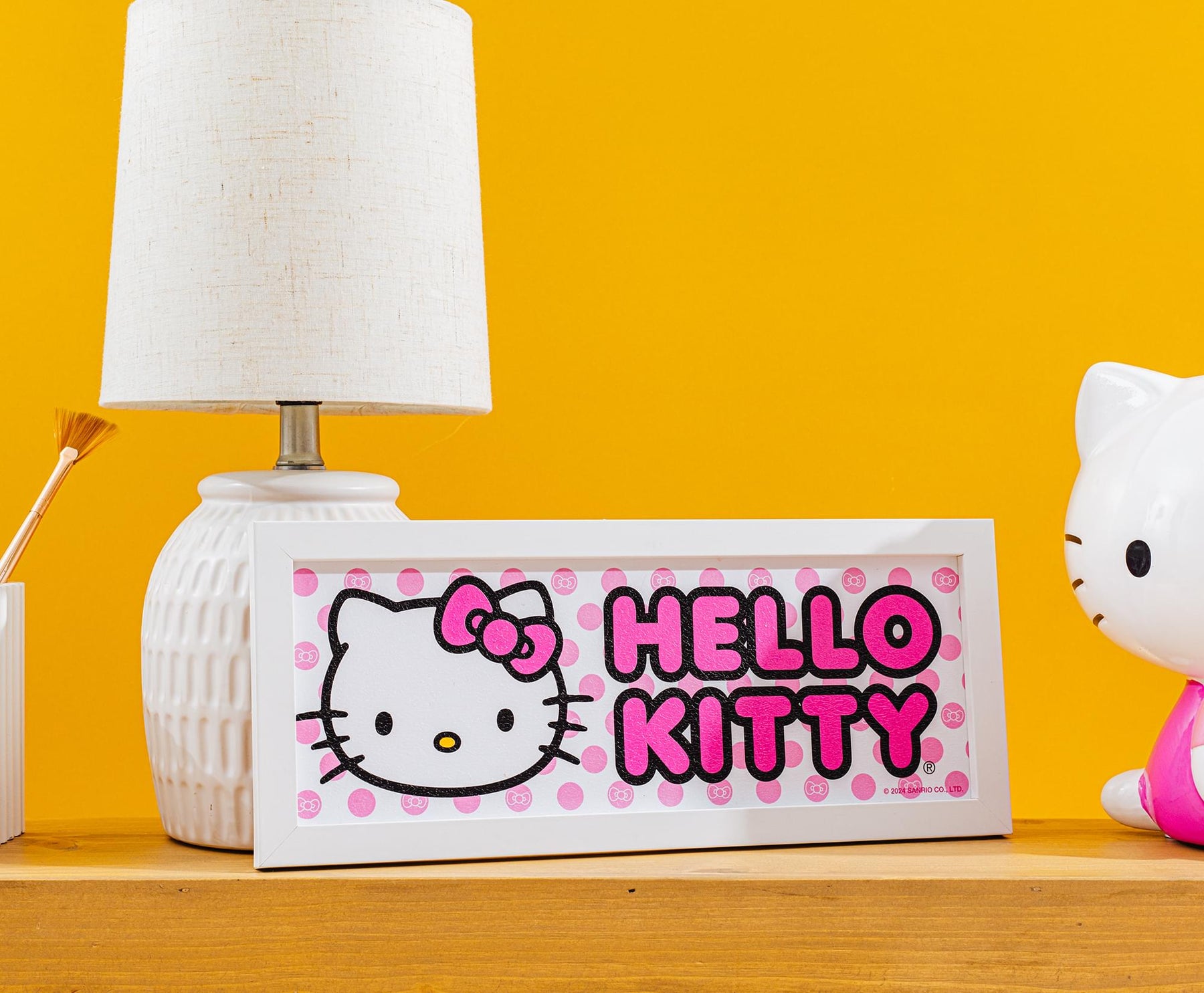 Sanrio Hello Kitty Pink 12 x 5 Inch Framed MDF Wall Art