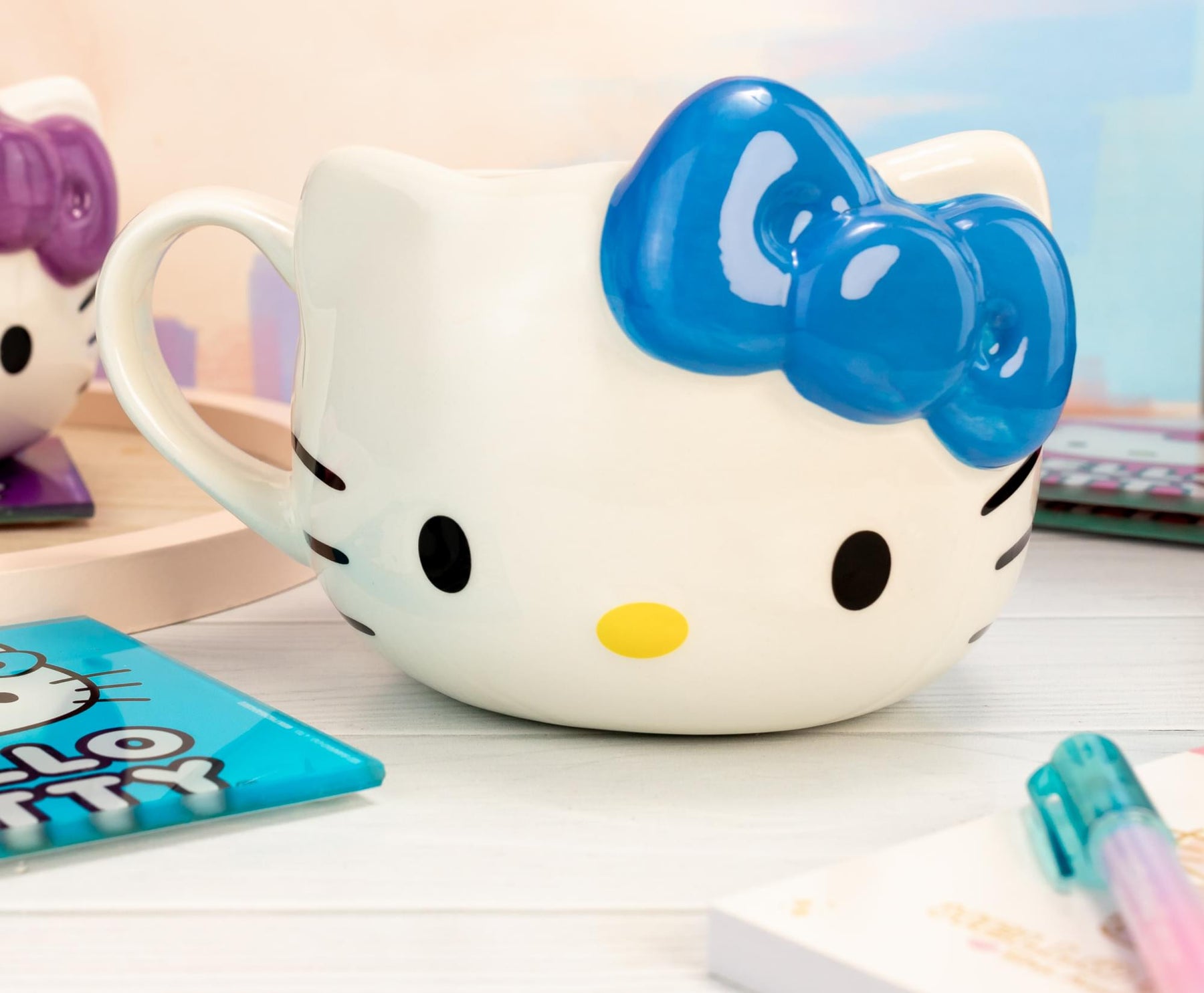 Sanrio Hello Kitty Blue Bow Sculpted Ceramic Mug | Holds 20 Ounces