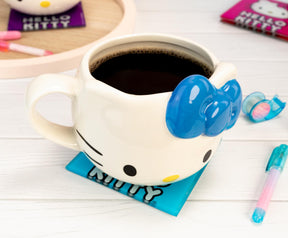 Sanrio Hello Kitty Blue Bow Sculpted Ceramic Mug | Holds 20 Ounces