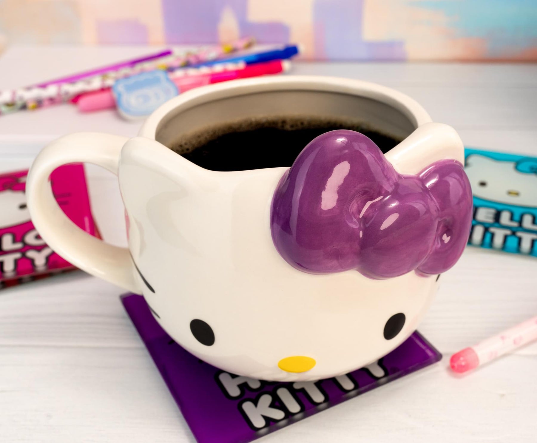 Sanrio Hello Kitty Purple Bow Sculpted Ceramic Mug | Holds 20 Ounces