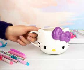 Sanrio Hello Kitty Purple Bow Sculpted Ceramic Mug | Holds 20 Ounces