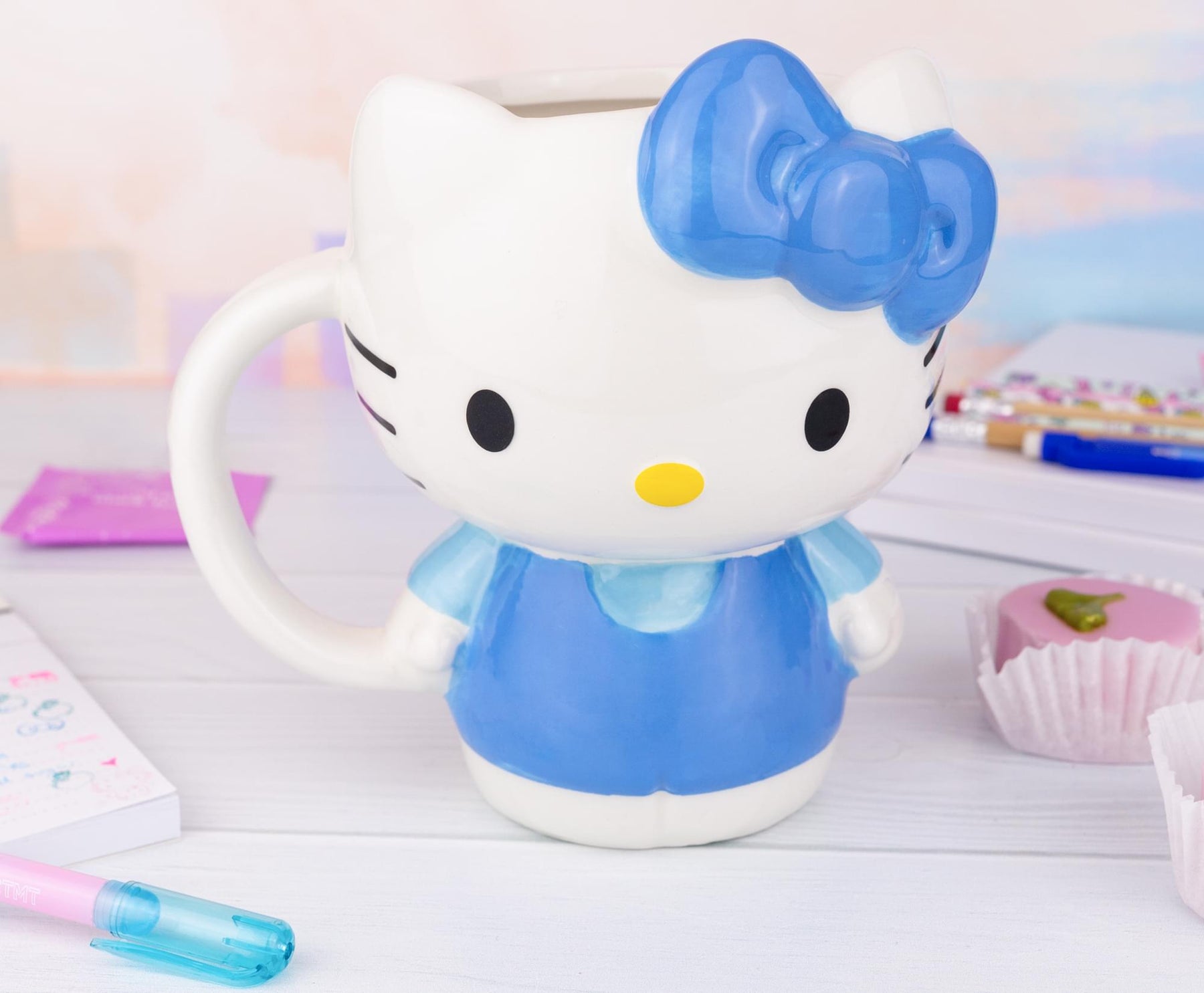 Sanrio Hello Kitty Blue Sculpted Ceramic Mug | Holds 20 Ounces