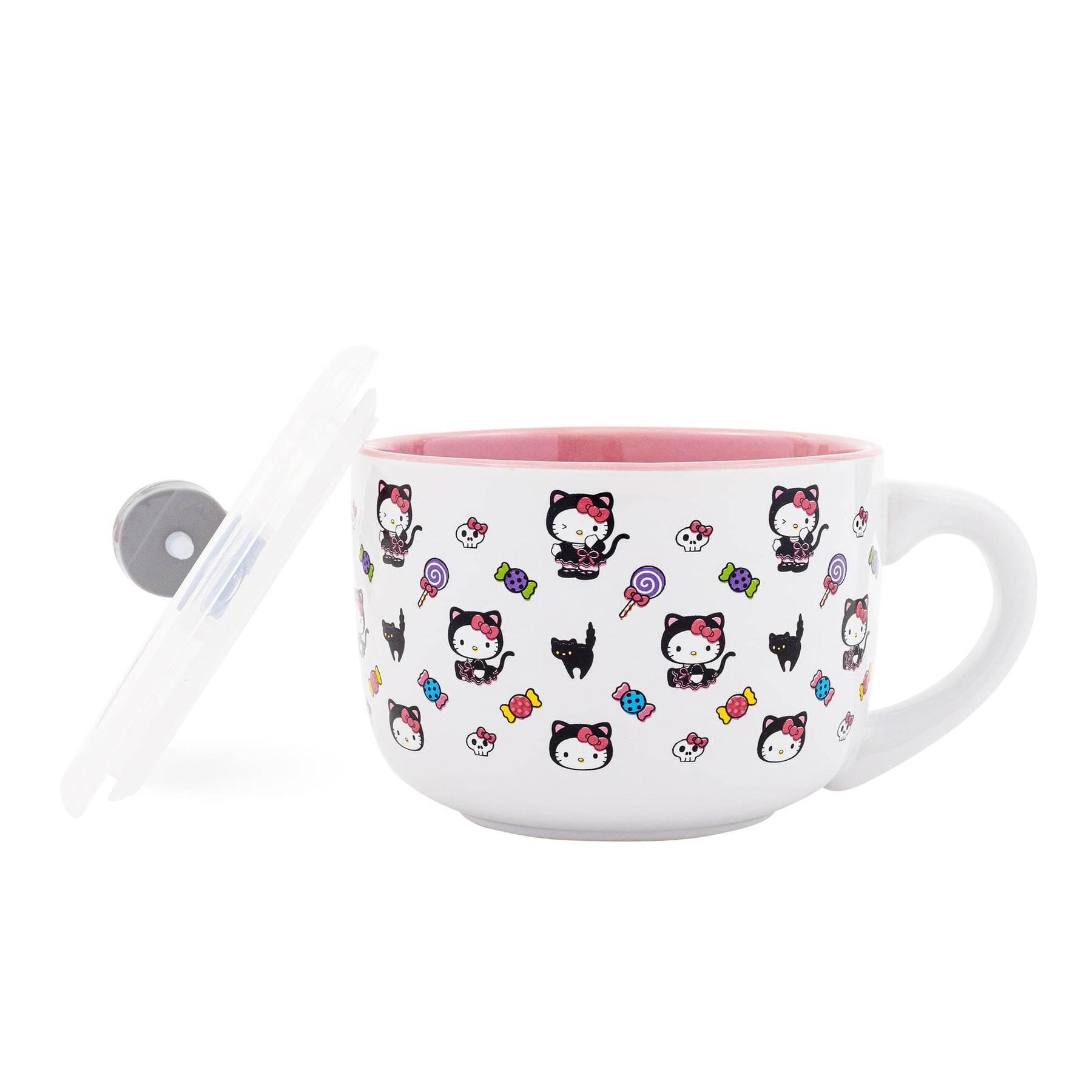 Sanrio Hello Kitty Black Cat Ceramic Soup Mug With Vented Lid | Holds 24 Ounces