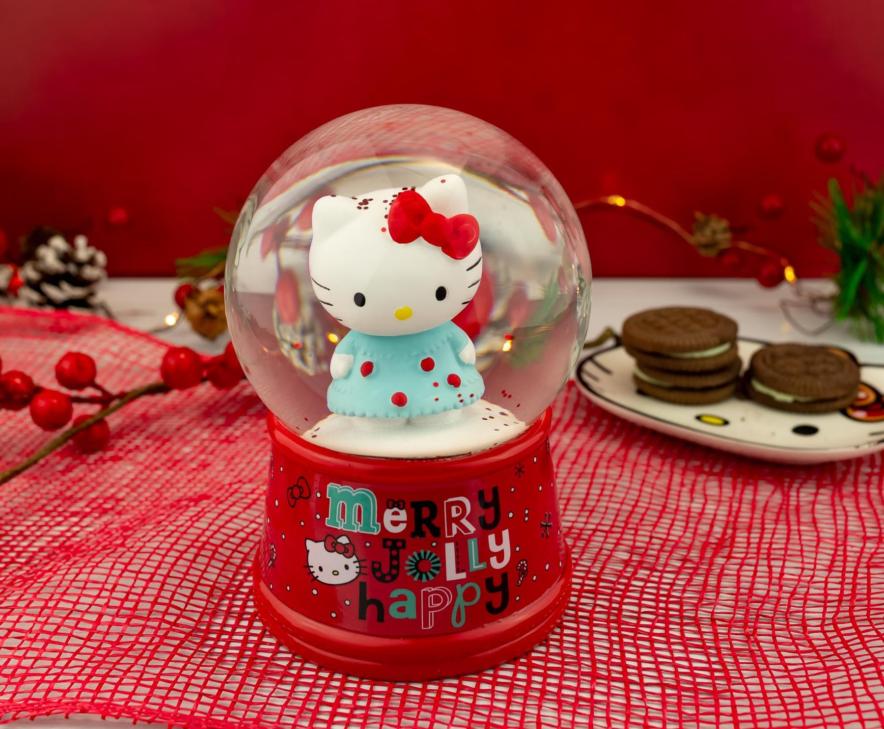 Sanrio Hello Kitty "Merry Jolly Happy" Snow Globe | 6 Inches Tall