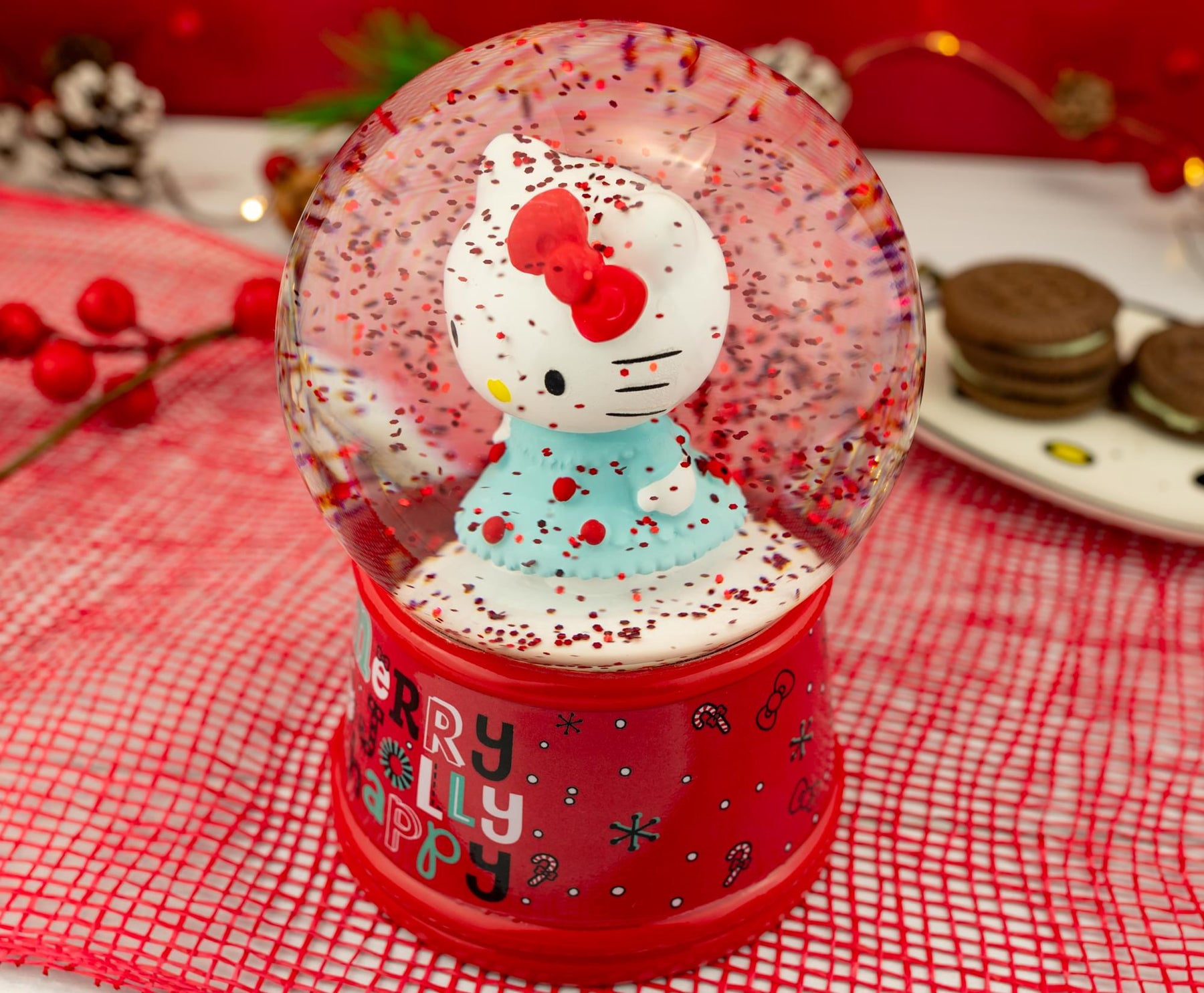 Sanrio Hello Kitty "Merry Jolly Happy" Snow Globe | 6 Inches Tall