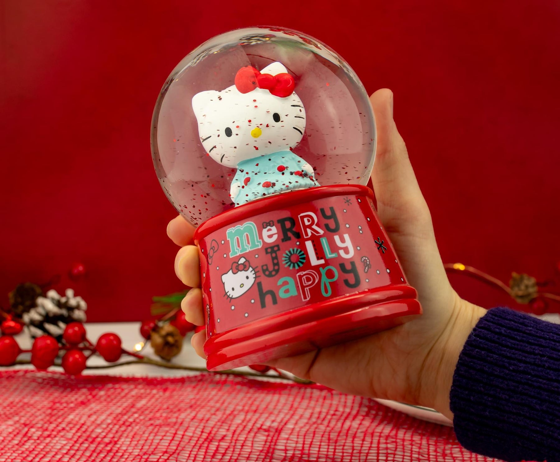 Sanrio Hello Kitty "Merry Jolly Happy" Snow Globe | 6 Inches Tall