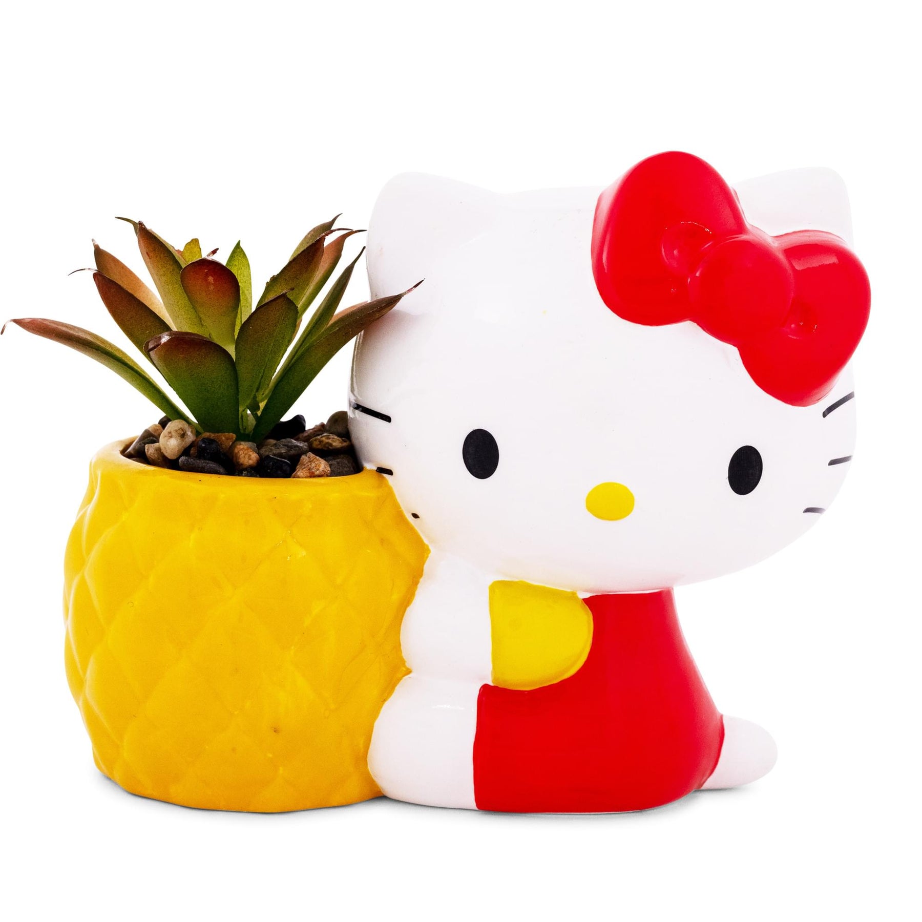 Sanrio Hello Kitty Pineapple Ceramic Mini Planter With Artificial Succulent