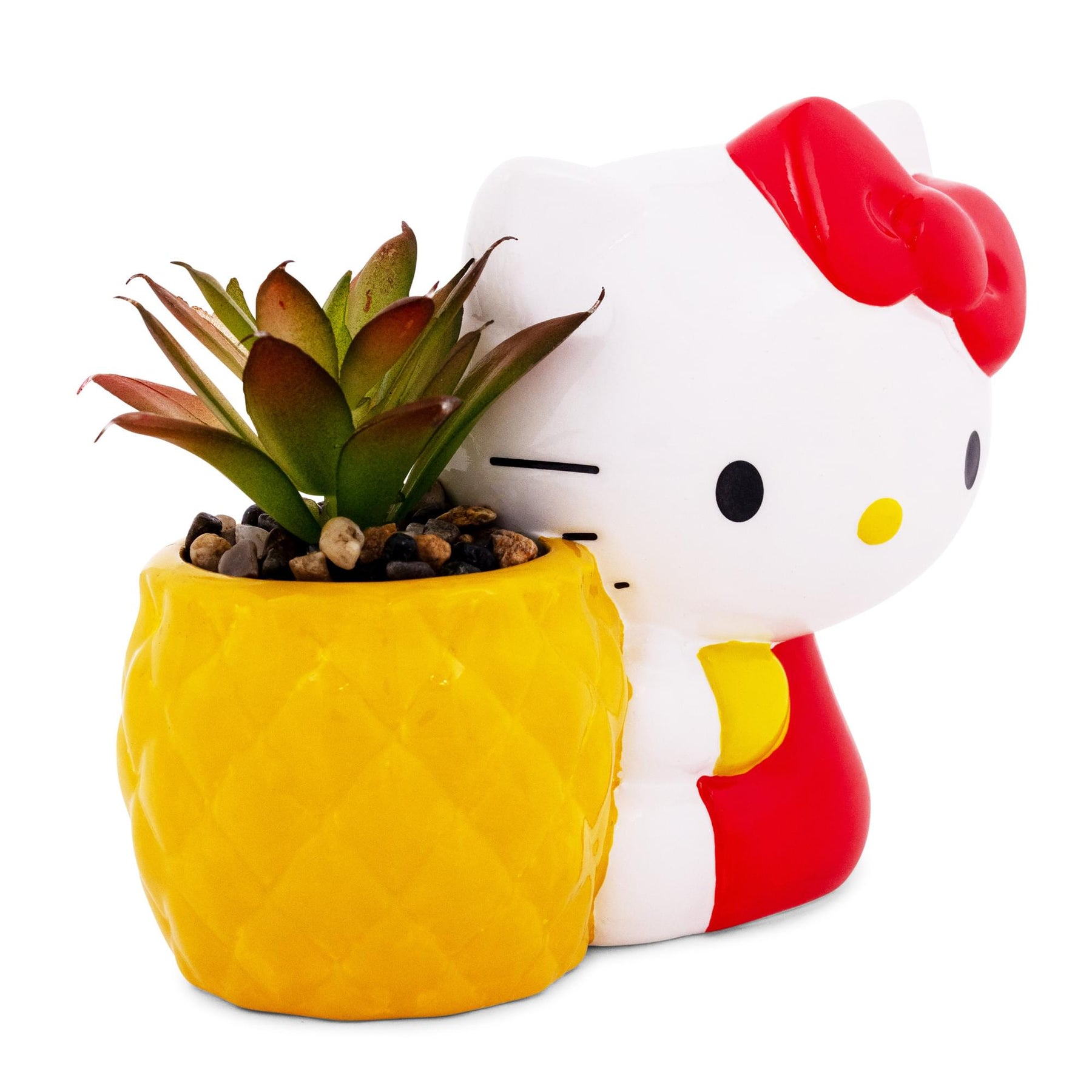 Sanrio Hello Kitty Pineapple Ceramic Mini Planter With Artificial Succulent