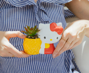 Sanrio Hello Kitty Pineapple Ceramic Mini Planter With Artificial Succulent