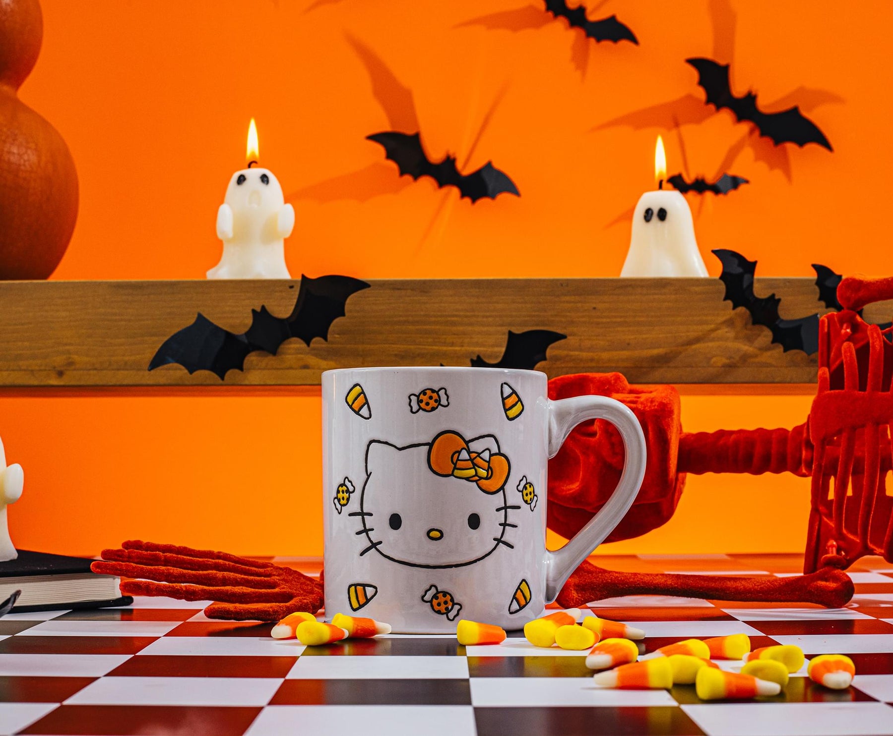 Sanrio Hello Kitty Candy Corn Wax Resist Ceramic Pottery Mug | Holds 14 Ounces