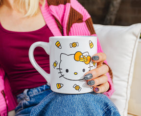 Sanrio Hello Kitty Candy Corn Wax Resist Ceramic Pottery Mug | Holds 14 Ounces