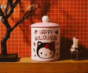 Sanrio Hello Kitty Black Cat "Happy Halloween" Ceramic Snack Jar | 8 Inches Tall