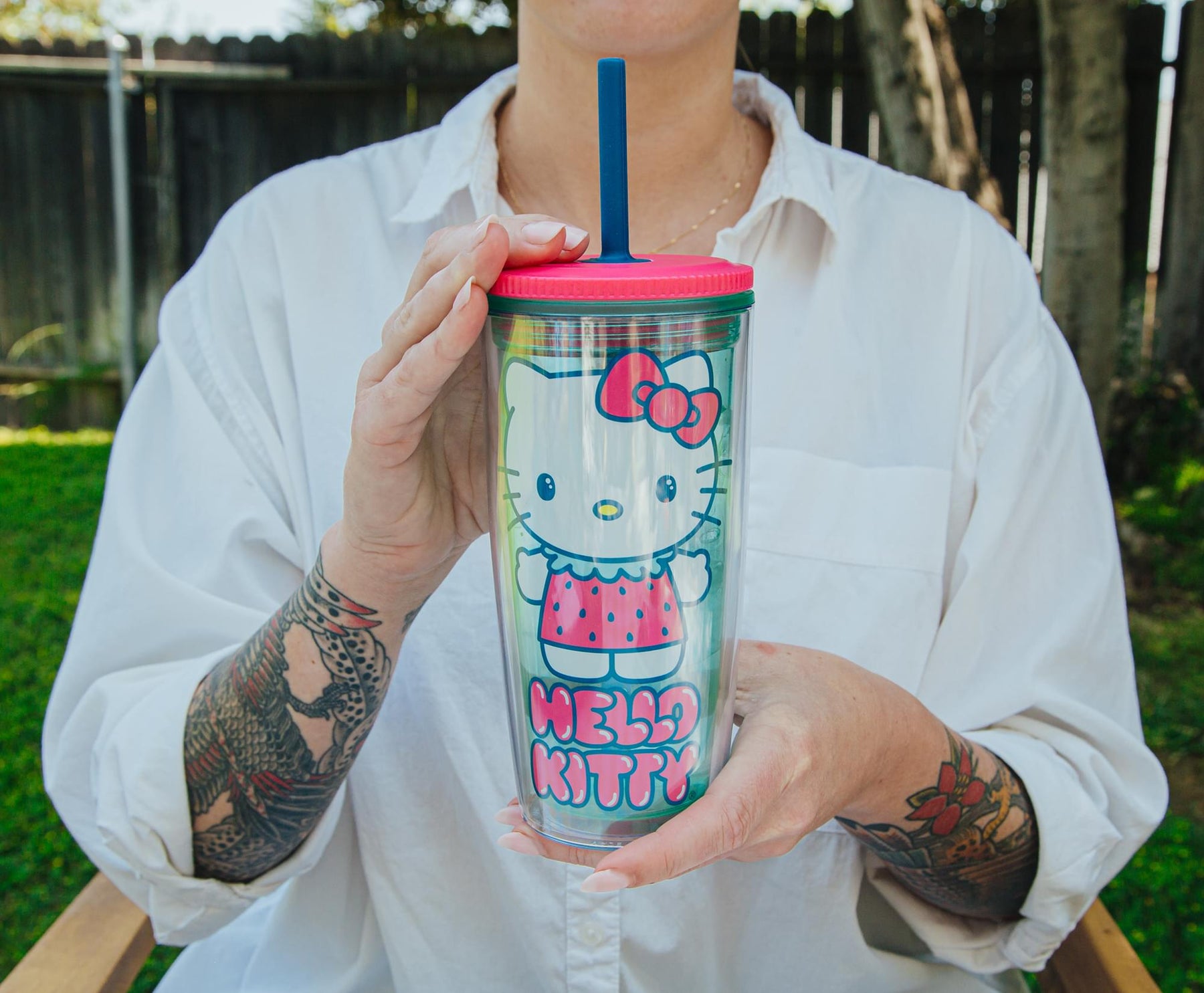 Sanrio Hello Kitty Strawberry Carnival Cup With Lid and Straw | Holds 20 Ounces