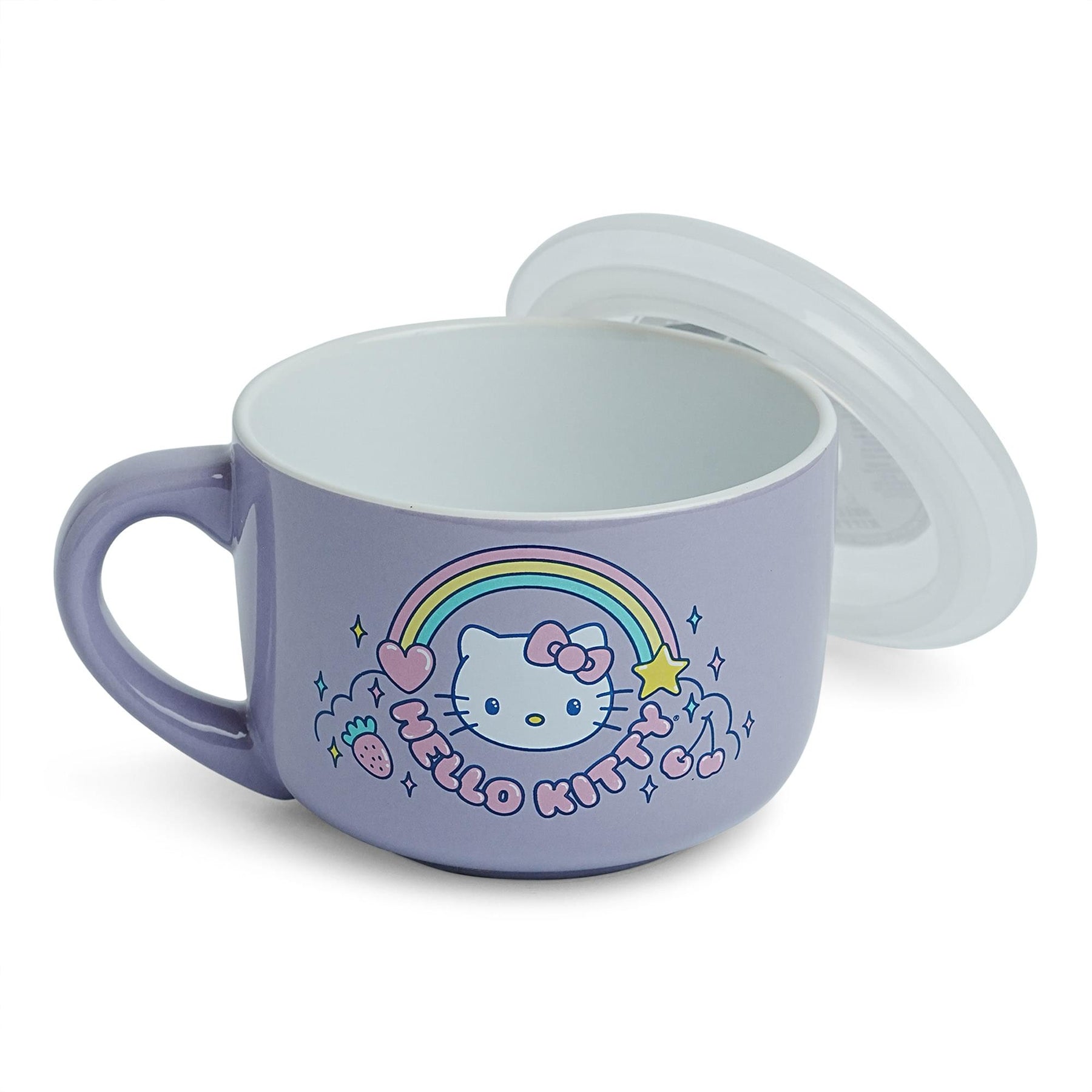 Sanrio Hello Kitty Rainbow 24-Ounce Ceramic Soup Mug With Vented Lid