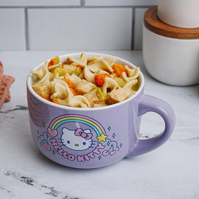 Sanrio Hello Kitty Rainbow 24-Ounce Ceramic Soup Mug With Vented Lid