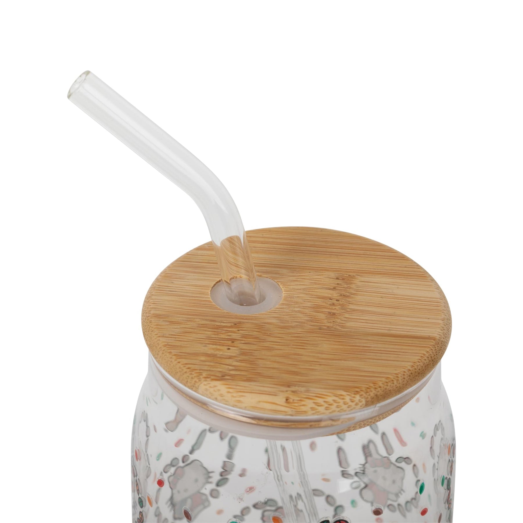 Sanrio Hello Kitty Fall Leaves 16-Ounce Glass Tumbler With Bamboo Lid and Straw