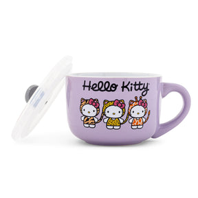 Sanrio Hello Kitty Jungle Animals 24-Ounce Ceramic Soup Mug With Vented Lid