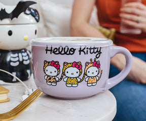 Sanrio Hello Kitty Jungle Animals 24-Ounce Ceramic Soup Mug With Vented Lid