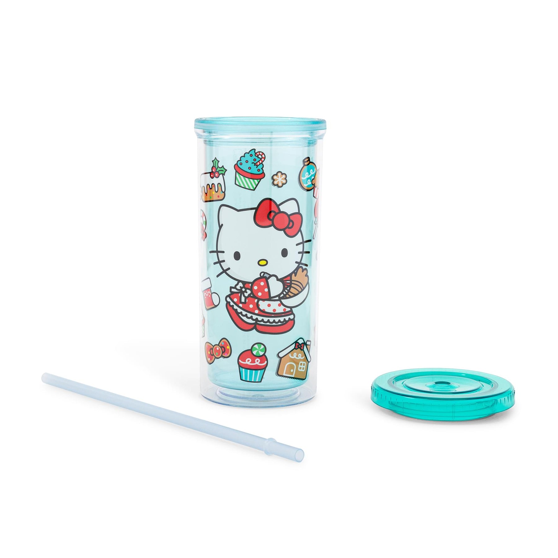 Sanrio Hello Kitty Holiday Baking 20-Ounce Carnival Cup With Lid and Straw