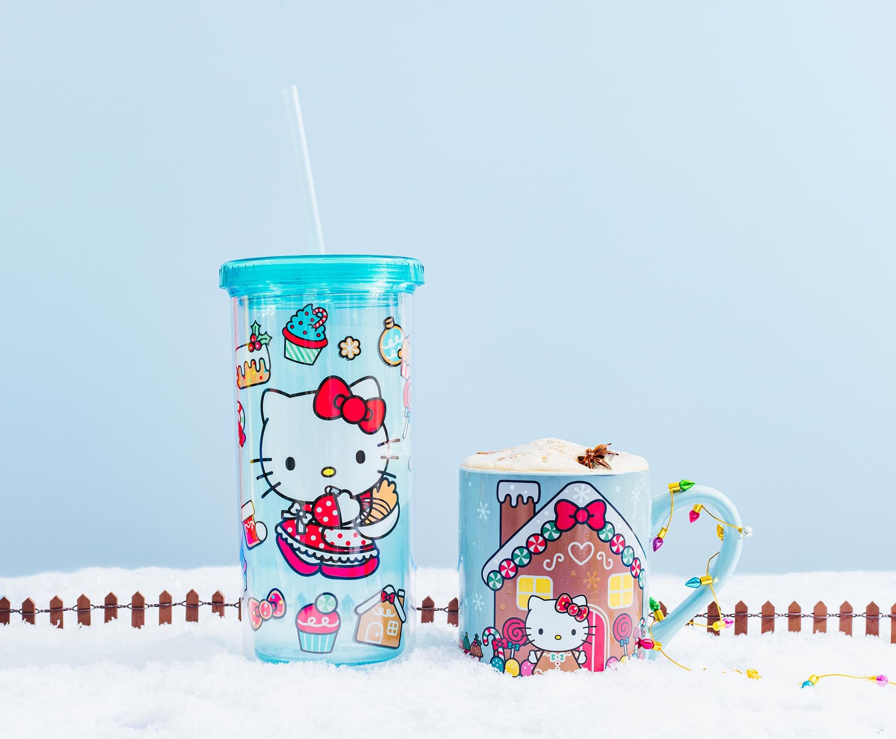 Sanrio Hello Kitty Holiday Baking 20-Ounce Carnival Cup With Lid and Straw