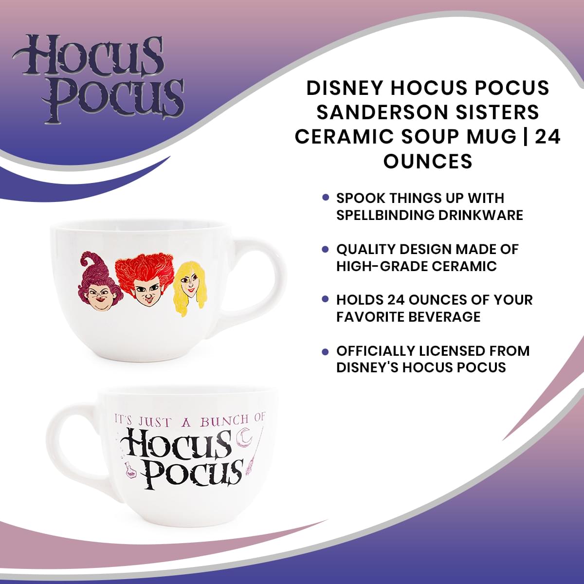 Disney Hocus Pocus Sanderson Sisters Ceramic Soup Mug | 24 Ounces