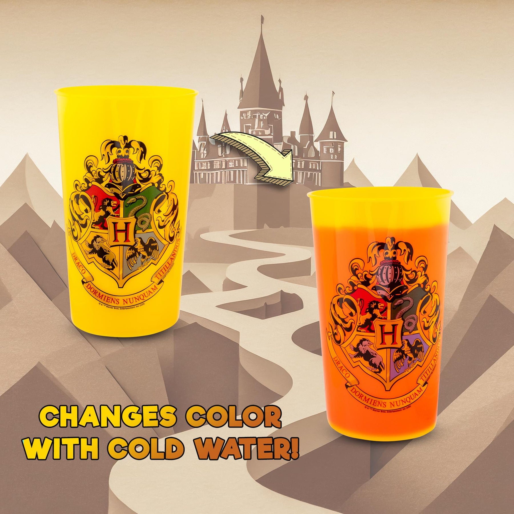 Harry Potter Hogwarts 20-Ounce Plastic Color-Changing Cups | Set of 4