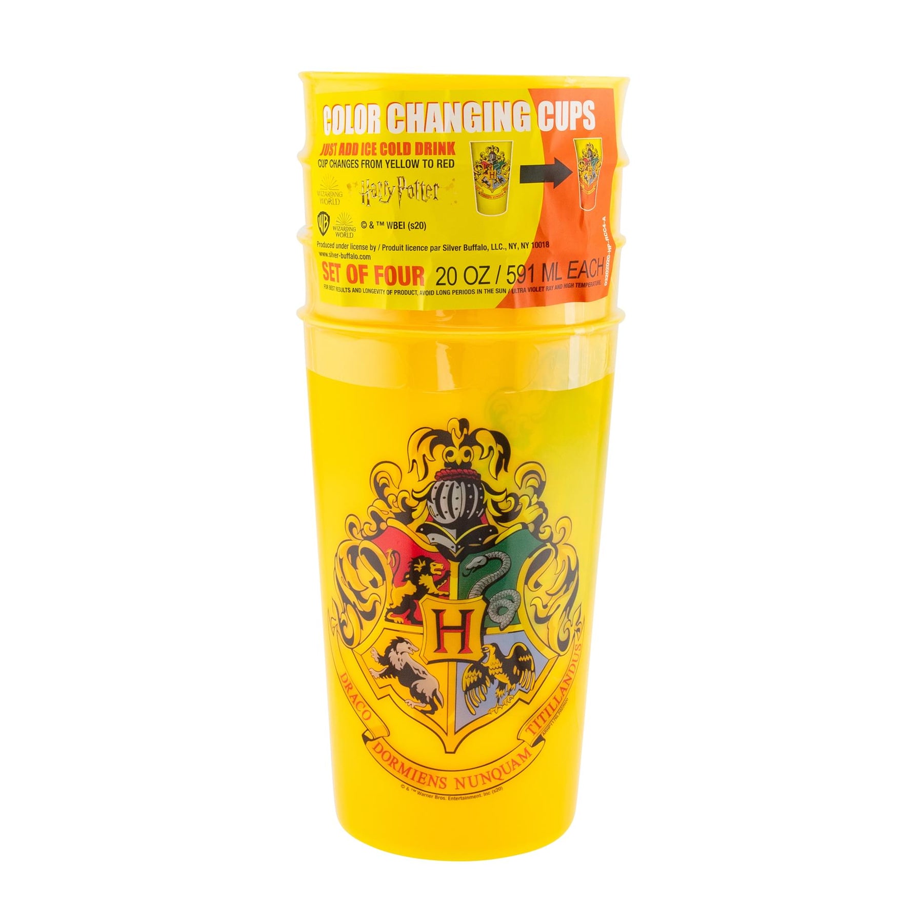 Harry Potter Hogwarts 20-Ounce Plastic Color-Changing Cups | Set of 4