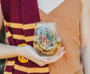 Harry Potter Hogwarts Crest Stemless Wine Glass | Holds 20 Ounces