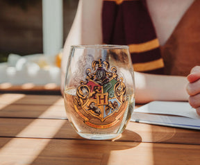 Harry Potter Hogwarts Crest Stemless Wine Glass | Holds 20 Ounces