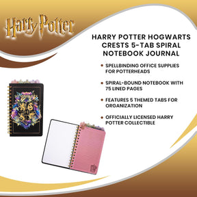 Harry Potter Hogwarts Crests 5-Tab Spiral Notebook Journal