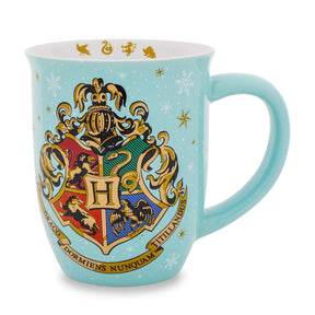 Harry Potter Hogwarts Holiday Wide-Rim Ceramic Latte Mug | Holds 16 Ounces