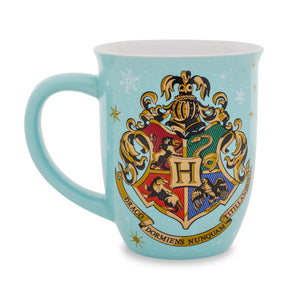 Harry Potter Hogwarts Holiday Wide-Rim Ceramic Latte Mug | Holds 16 Ounces