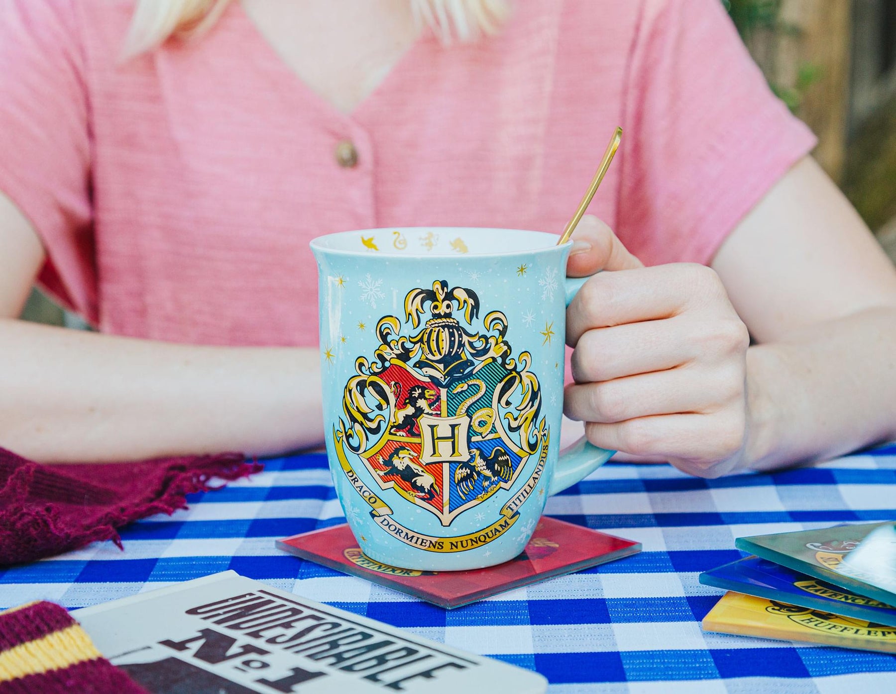 Harry Potter Hogwarts Holiday Wide-Rim Ceramic Latte Mug | Holds 16 Ounces