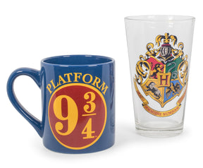 Harry Potter Hogwarts Pint Glass And Platform 9 3/4 Mug Set