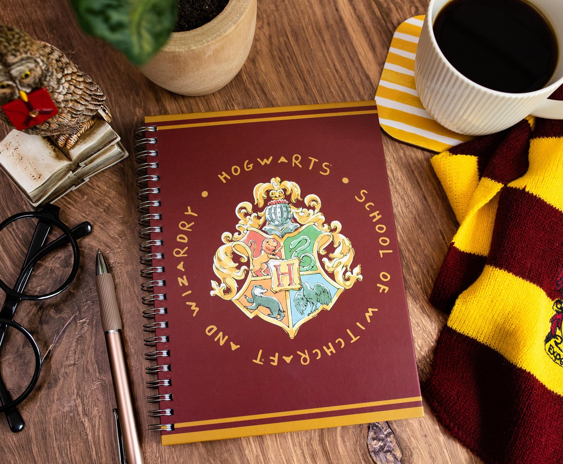 Harry Potter Vintage Hogwarts Crest Hardcover Spiral Journal Notebook