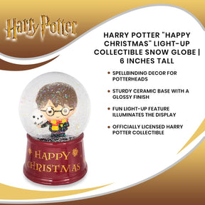 Harry Potter "Happy Christmas" Light-Up Collectible Snow Globe | 6 Inches Tall